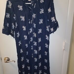 Old Navy Navy Blue Floral Midi Dress